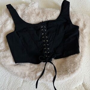 Black Lace-Up Corset Top